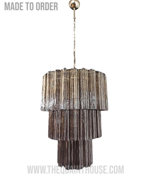 Smoked Glass Three Tier Chandelier