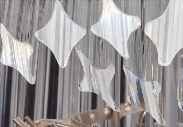 Cascading Clear Glass Four Tier Chandelier- Handmade