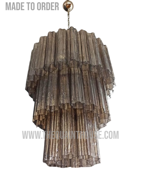 Smoked Glass Three Tier Chandelier