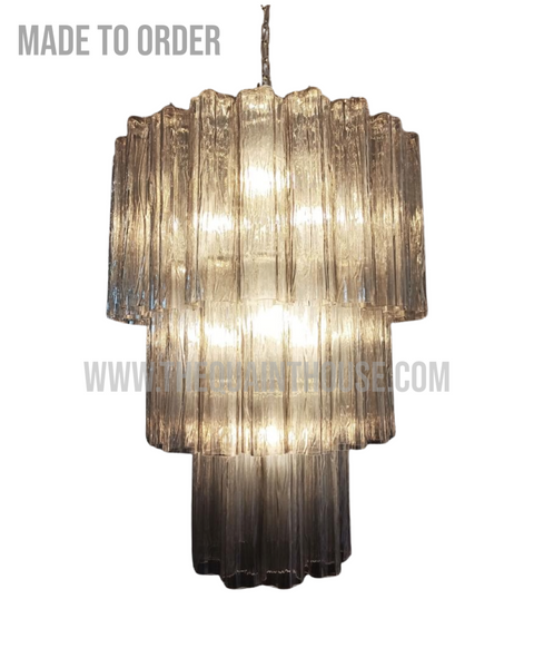 Smoked Glass Three Tier Chandelier