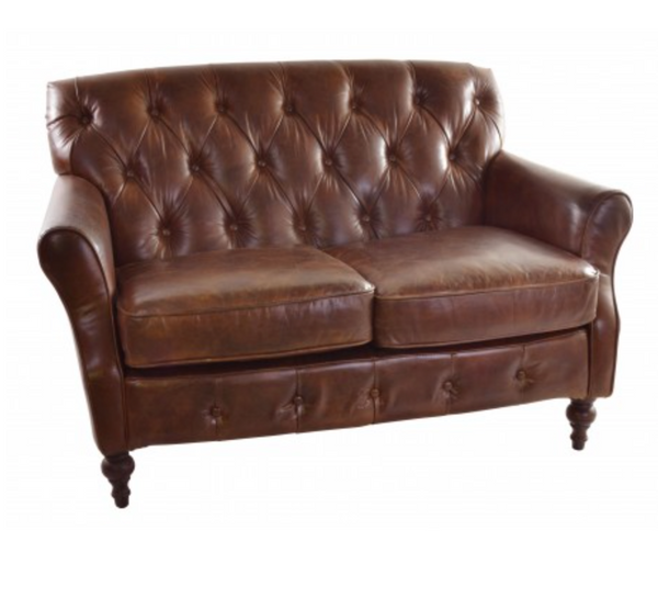 Traditional vintage style Leather Chesterfield 2 seater sofa- Nelson Range