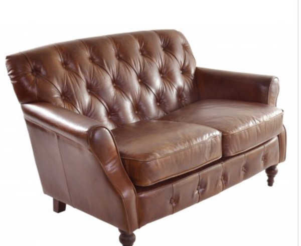 Traditional vintage style Leather Chesterfield 2 seater sofa- Nelson Range