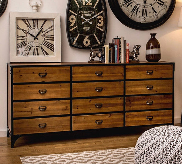 Large 12 Drawer Solid Pine Apothecary Cabinet Collectors Industrial