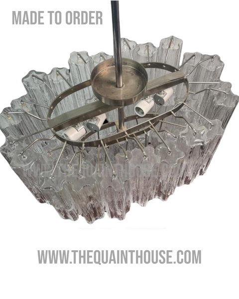 Clear Glass and Iron Tronchi Chandelier- Handmade