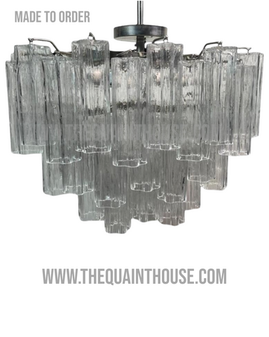 Clear Glass and Iron Tronchi Chandelier- Handmade