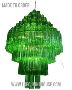 Emerald green Tronchi Glass Chandelier