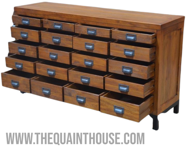 Large 20 Drawer Solid Teak Apothecary Cabinet Collectors Industrial