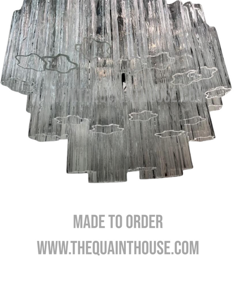 Clear Glass and Iron Tronchi Chandelier- Handmade