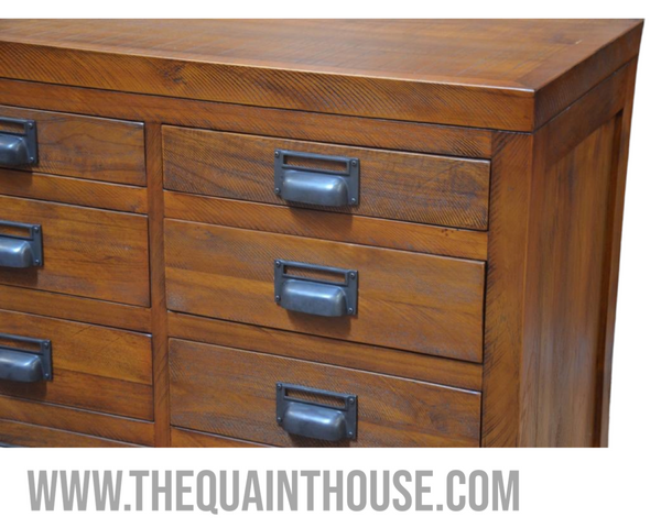 Large 20 Drawer Solid Teak Apothecary Cabinet Collectors Industrial