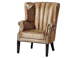 Beth High Wing Leather Armchair-Handmade