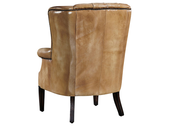 Beth High Wing Leather Armchair-Handmade