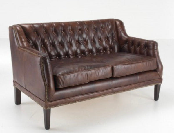 Nelson Traditional Vintage Style Leather 3 Seater Chesterfield