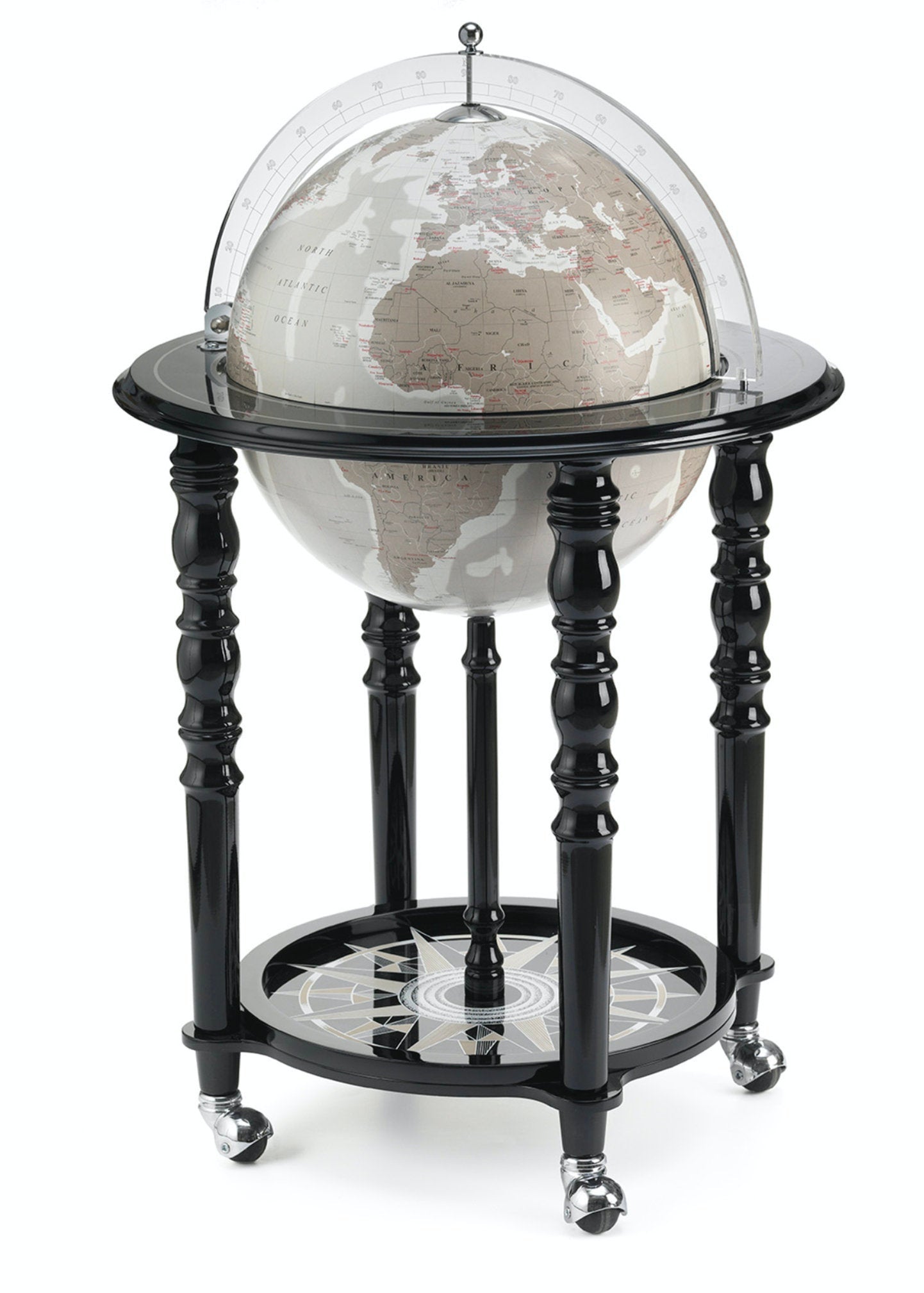 Limited Edition Floor Standing Black World Globe Bar