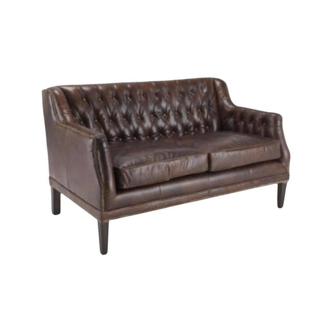 Nelson Traditional Vintage Style Leather 3 Seater Chesterfield