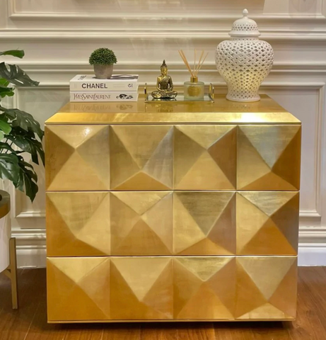 Geometric Handmade Chest Of Drawers-Glided Gold